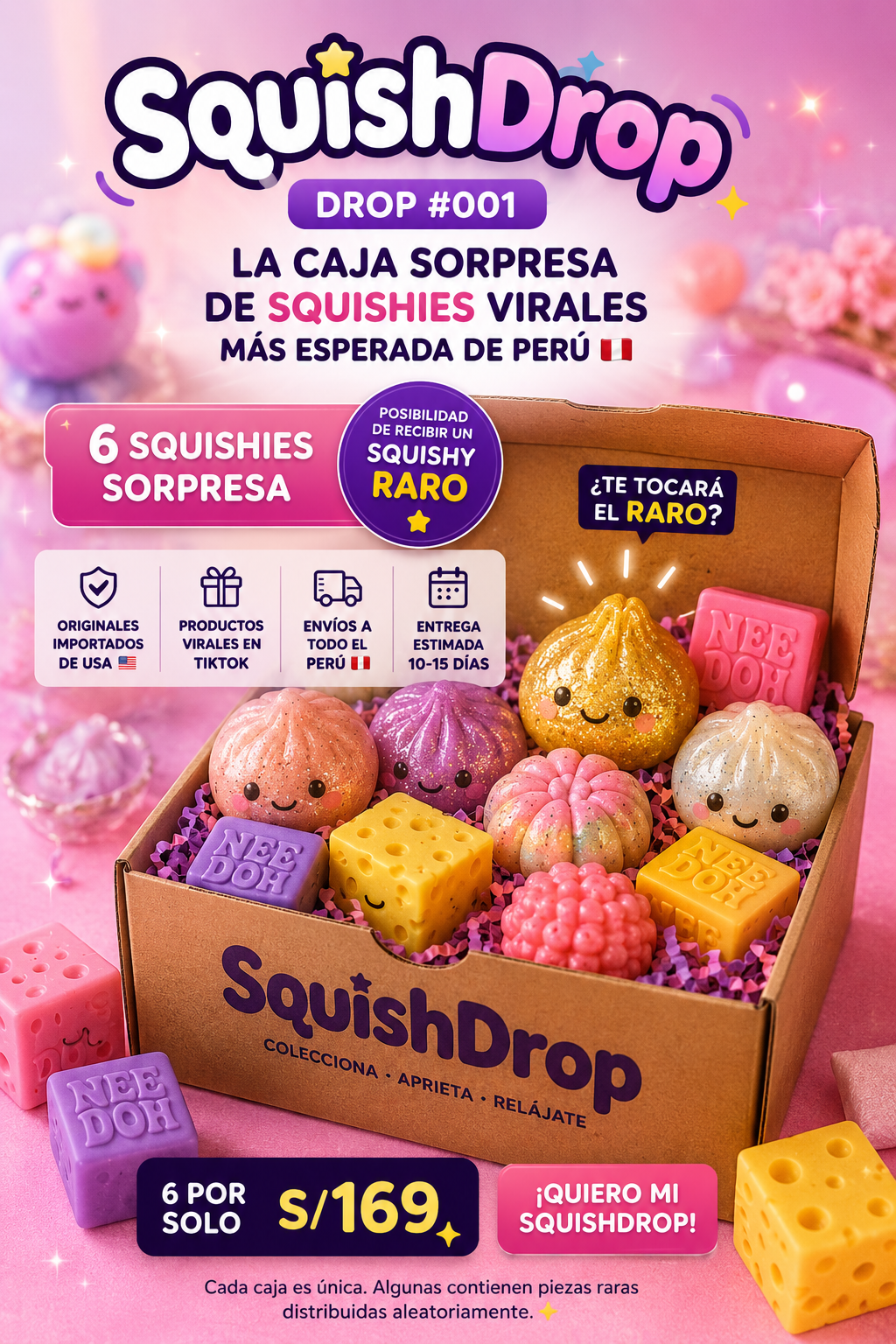 SQUISHDROP™ DROP #001: La caja sorpresa de squishies virales más esperada de Perú ⭐
